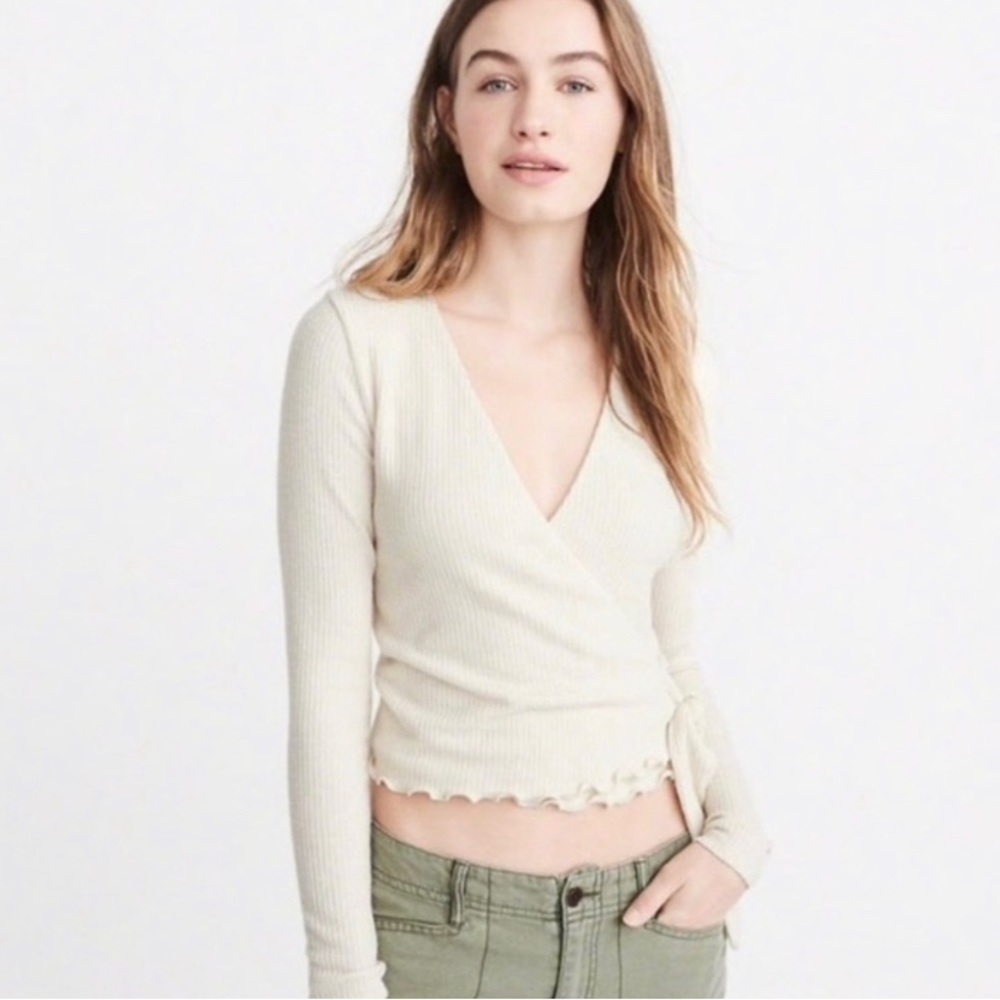 Abercrombie Ribbed Knit Wrap Top, XS